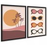 Kit 2 Quadros Óculos de Sol - Praia 45x34cm - com Vidro:moldura Preta - 1