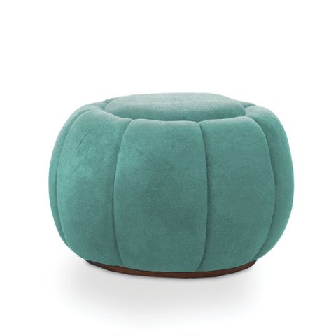 Puff Redondo Orgânico para Sala Cloud Bouclê Azul Turquesa E03 - D’Rossi