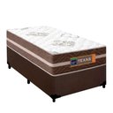 Ver imagem 1 de Cama Box Solteiro Suede + Colchão Molas Ensacadas Texas Prime Colchões 88cm Marrom