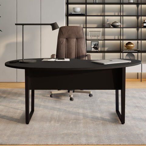 Mesa Escrivaninha Orgânica em MDP 175x92cm com Pés de Metal Corporate F5 Preto