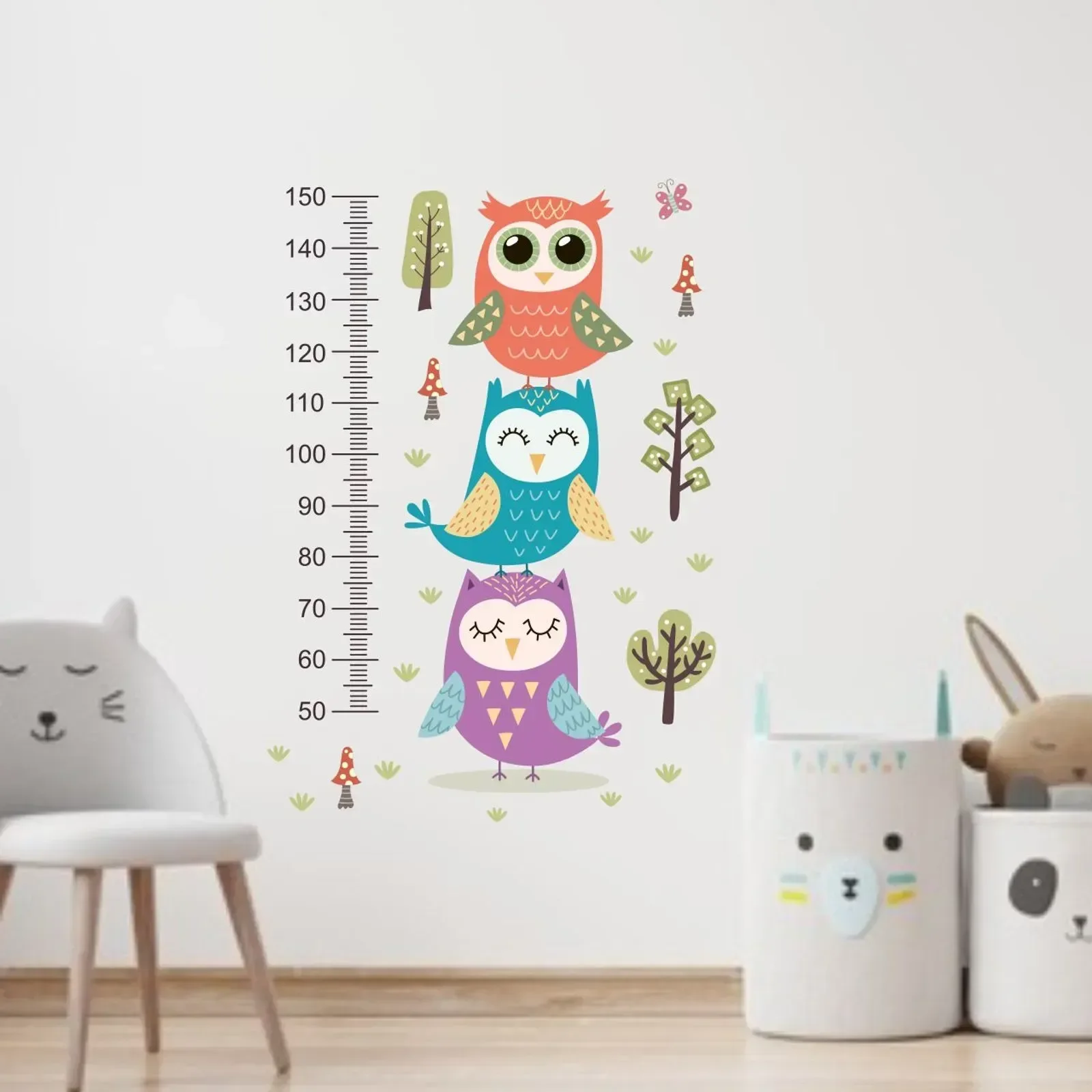 Adesivo Parede Régua Crescimento Coruja 88x126 Quarto Infantil