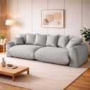 Ver imagem 1 de Sofá Cama Modular Orgânico Retrátil 4 Lugares Base Madeira Maciça 290cm Marrocos