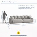 Ver imagem 3 de Sofá Cama Modular Orgânico Retrátil 4 Lugares Base Madeira Maciça 290cm Marrocos