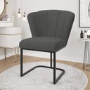 Ver imagem 2 de Kit 2 Cadeiras Poltrona Flor Pés Metal Preto Mesa Quarto Cozinha Cor:cinza