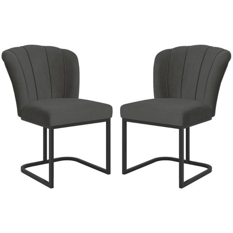Kit 2 Cadeiras Poltrona Flor Pés Metal Preto Mesa Quarto Cozinha Cor:cinza