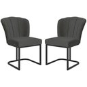 Ver imagem 1 de Kit 2 Cadeiras Poltrona Flor Pés Metal Preto Mesa Quarto Cozinha Cor:cinza