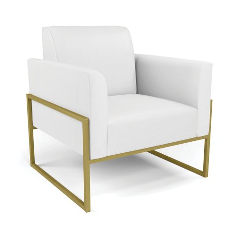 Poltrona Base Industrial Alta Dourado Marisa Corino Branco D03 - D’Rossi