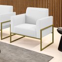 Ver imagem 2 de Poltrona Base Industrial Alta Dourado Marisa Corino Branco D03 - D’Rossi