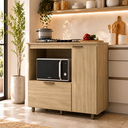 Ver imagem 1 de Balcão Cooktop com Espaço para Forno 106cm 2 Portas Dourado/Marrom - J Carvalho