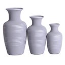 Ver imagem 1 de Trio Vasos Urnas Jad em Cerâmica Fosca Decorativas - Cinza Silver