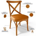 Ver imagem 6 de Kit 04 Cadeiras para Sala de Jantar e Estar Living Estofada Ávila L02 Couríssimo Whisky - Lyam