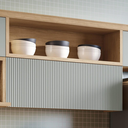 Ver imagem 1 de Armário Aéreo de Cozinha Marquesa Ripado 1 Porta Basculante 1 Nicho MDF Nature/Verde - Nesher