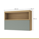Ver imagem 4 de Armário Aéreo de Cozinha Marquesa Ripado 1 Porta Basculante 1 Nicho MDF Nature/Verde - Nesher
