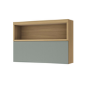 Ver imagem 2 de Armário Aéreo de Cozinha Marquesa Ripado 1 Porta Basculante 1 Nicho MDF Nature/Verde - Nesher