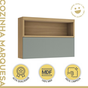 Ver imagem 5 de Armário Aéreo de Cozinha Marquesa Ripado 1 Porta Basculante 1 Nicho MDF Nature/Verde - Nesher