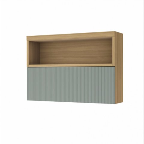 Armário Aéreo Modular 1 Porta Basculante Ripado Nesher Marquesa 120cm 100% Mdf