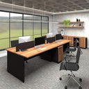 Ver imagem 3 de Plataforma 3,00m C/ 2 Gav. e 2 Divisória 4 Pessoas Nogal F5 Cor:nogal com Preto