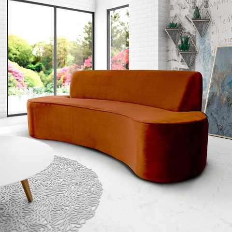 Sofá 03 Lugares 210cm Mônaco Veludo Camel - Nexta Casa