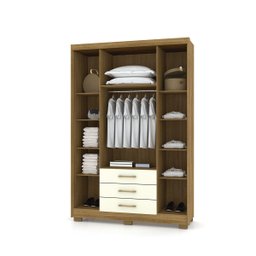 Guarda Roupa de Solteiro 4 Portas 3 Gavetas Nature Champanhe Espanha Vila Rica - 2 Guarda Roupa de Solteiro 4 Portas 3 Gavetas Nature Champanhe Espanha Vila Rica - 2