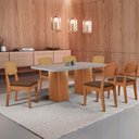 Ver imagem 1 de Mesa de Jantar Eloise 180cm Tampo Mdf Vidro com 6 Cadeiras Copper Premium Moderna Mobília