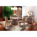 Ver imagem 2 de Conjunto: Mesa de Cozinha Luna Tampo Madeirado C/ Vidro Canto Reto 90x90cm e 4 Cadeiras Grécia