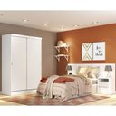 Ver imagem 1 de Quarto Completo com Guarda-Roupa Luke e Cabeceira com 2 Mesas de Cabeceira Madesa Branco Cor:Branco