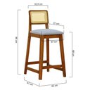 Ver mais imagens de Banqueta Gabi Madeira Maciça Encosto Telinha C/ 68cm Altura -amêndoa- Linho Cinza Mescla Impermeável