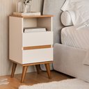 Ver imagem 3 de Conjunto 2 Mesas de Cabeceira Pop com 2 Gavetas e Pés Palito - Off White com Freijó