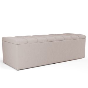 Calçadeira Recamier Baú para Cama Queen Dália 160x50 Cm W01 Linho Cru - Lyam Decor