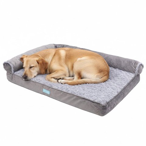 Cama Pet Ortopedica Colchão Grande 89x58cm Espuma Casca de Ovo Memoria Lavável com Zíper Travesseiro