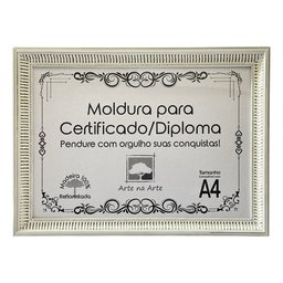 Moldura A4 Quadro Certificado Diploma de Luxo e Tela Acetato Arte na Arte Moldura A-4 Moldura Branca - 1
