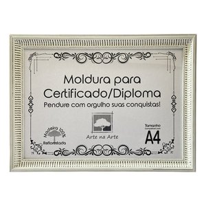 Moldura A4 Quadro Certificado Diploma de Luxo e Tela Acetato Arte na Arte Moldura A-4 Moldura Branca