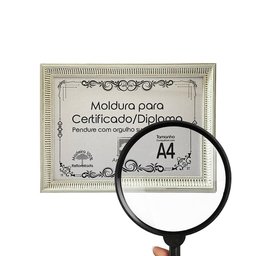 Moldura A4 Quadro Certificado Diploma de Luxo e Tela Acetato Arte na Arte Moldura A-4 Moldura Branca - 2
