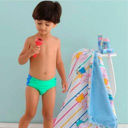 TOALHA DE PRAIA INFANTIL ALGODÃO GEORGE MASCULINA INCOMFRAL REF:3200332501 77 X1,40 - UN - Azul - 2