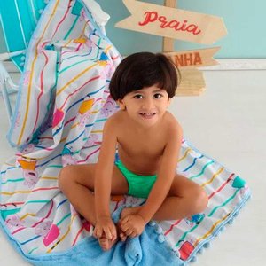 TOALHA DE PRAIA INFANTIL ALGODÃO GEORGE MASCULINA INCOMFRAL REF:3200332501 77 X1,40 - UN - Azul