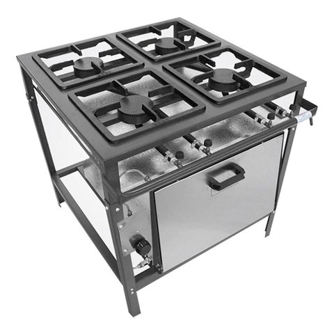Fogão Profissional Alta Pressão 4 Bocas com Forno Metal Brey Fe -504-F