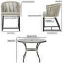 Ver imagem 2 de Mesa com 4 Cadeiras de Jantar Roma 100cm e Noronha em Aluminío Preto Corda Nautica Estofado 3 Trama