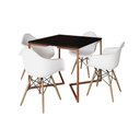 Ver imagem 6 de Mesa Industrial Jantar Preta Quadrada 90Cm Base Cobre V Com 4 Poltronas Brancas Madeira Preto