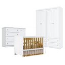Ver imagem 1 de Quarto de Bebê Americano 4 Portas Com berço Americano Katatau Branco Acetinado Savana – Reller - Hen