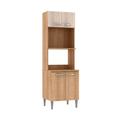 Armário Torre para Cozinha Max 62x195 Cm 4 Portas Nicho Forno/micro Mdp Carvalho Blanche - Clicklar