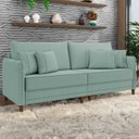 Ver imagem 1 de Sofá 3 Lugares Living 192cm Pé Madeira Zoe Boucle Pistache Z08 - Mpozenato