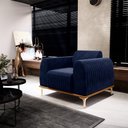 Ver imagem 6 de Poltrona Decorativa Sala de Estar Base de Madeira Euro Veludo Azul Marinho - Gran Belo