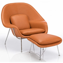 Ver imagem 2 de Poltrona Womb Chair com Puff em Couro Ecológico Laranja