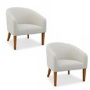 Ver imagem 2 de Poltrona Sala Decorativa Kit 2 Stella Pé Madeira Trapézio Castanho Bouclê D03 - D’Rossi