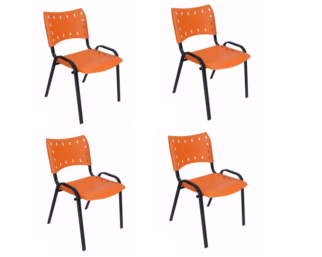 Jogo Mesa 70x70 Preta Para Sorveterias e Restaurantes Com 4 cadeiras Iso Laranja - 3