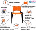 Ver imagem 5 de Jogo Mesa 70x70 Preta para Sorveterias e Restaurantes com 4 Cadeiras Iso Laranja