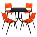 Ver imagem 2 de Jogo Mesa 70x70 Preta para Sorveterias e Restaurantes com 4 Cadeiras Iso Laranja