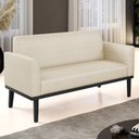Ver imagem 2 de Sofá Namoradeira Base Madeira Preto Maressa Veludo Luxo Off White - Ibiza