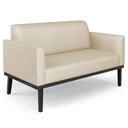 Ver imagem 1 de Sofá Namoradeira Base Madeira Preto Maressa Veludo Luxo Off White - Ibiza