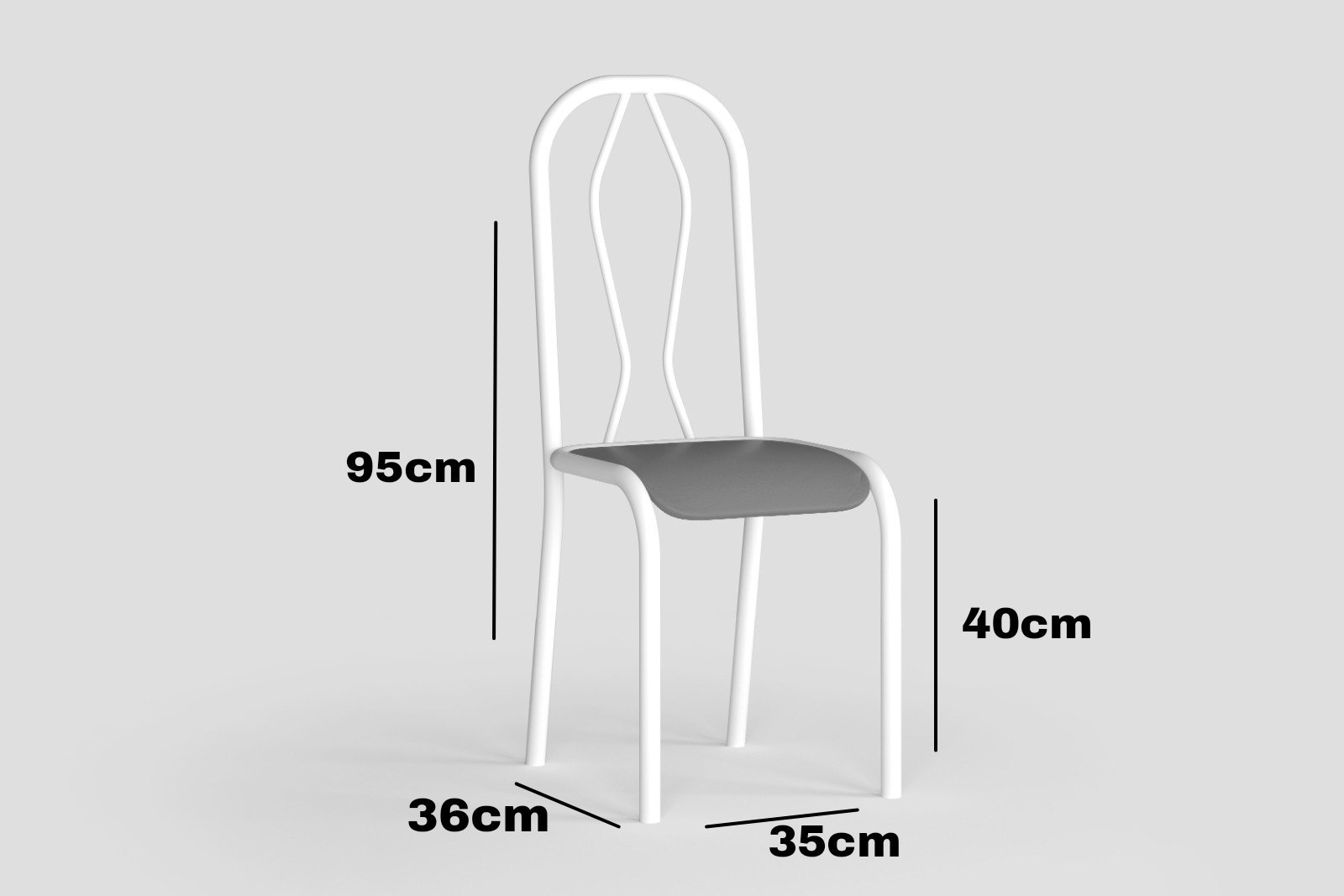 Conjunto 2 Cadeiras Ceci Art Panta Tubo Aço Branco Ass/Cinza - 2